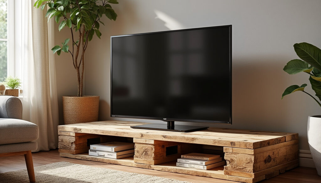 apprenez à fabriquer un support tv en palette de bois facilement et à moindre coût grâce à ce guide pratique et économique.