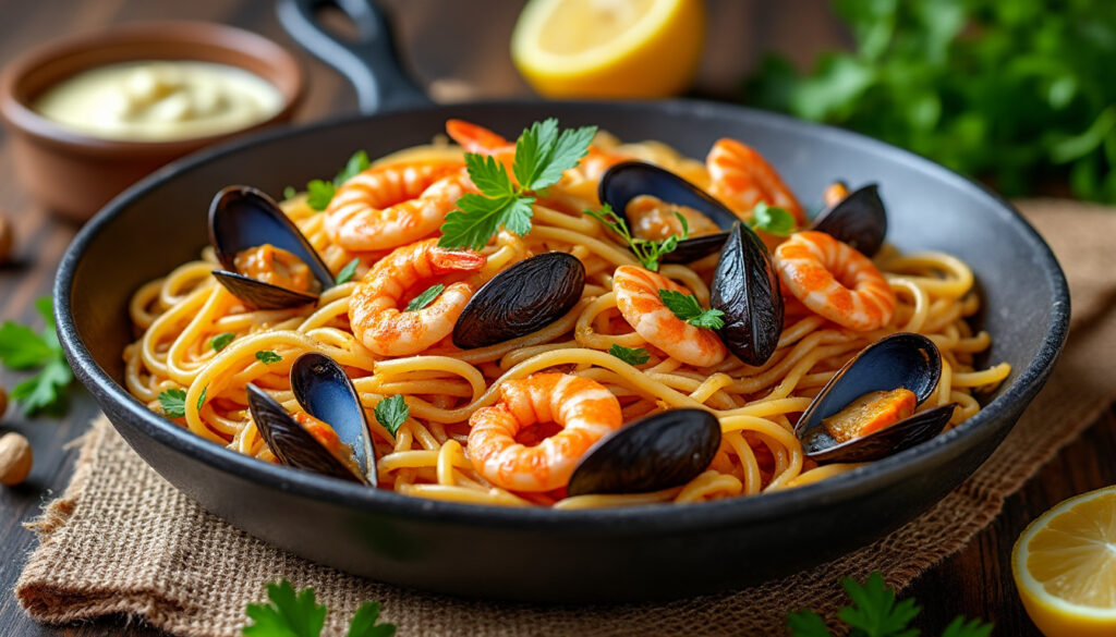 découvrez notre recette facile et savoureuse de fideuà catalane aux fruits de mer, un plat traditionnel riche en saveurs méditerranéennes, parfait pour régaler toute la famille.