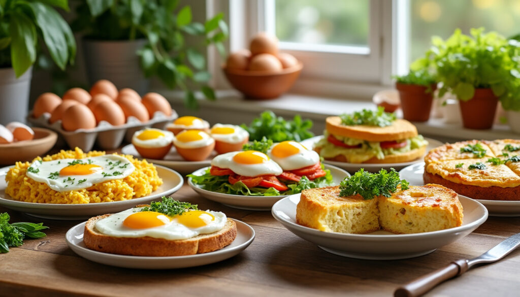 découvrez 7 recettes faciles et rapides pour utiliser beaucoup d’œufs, idéales pour tous les repas et à préparer en un clin d'œil.